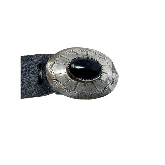 Vintage Sterling Silver Black Onyx Concho Belt Handmade Arizona 70s main image 4